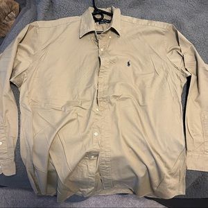 Ralph Lauren Blaire Beige/Tan Button Down Shirt - 100% cotton - Large